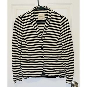 Women’s Ann Taylor Loft Blazer Jacket Black & White Stripes Soft Comfy Size XXSP